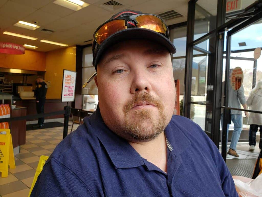 AN ASPIRING BOOK AUTHOR New Saugus Veterans Service Officer Michael Saunders during an interview this week in a downtown Saugus coffee shop-2