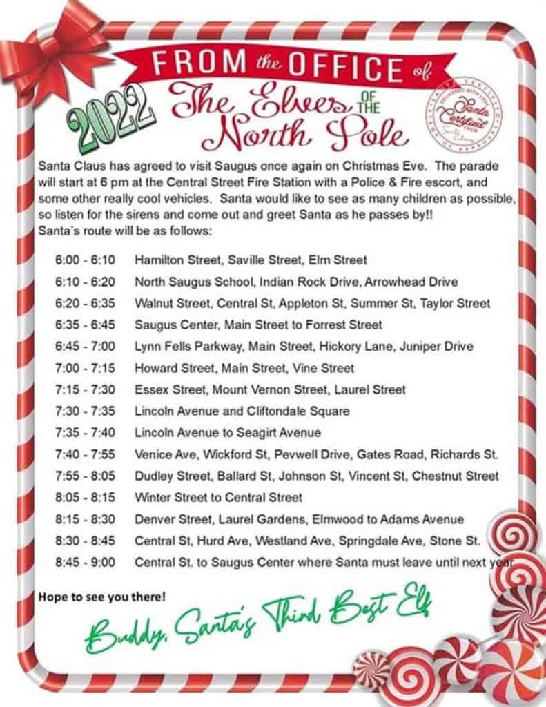 SANTA’S PARADE ROUTE