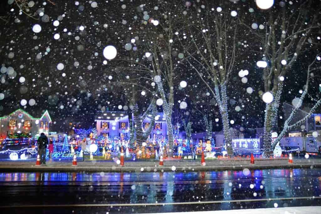 Snow and Christmas lights-2