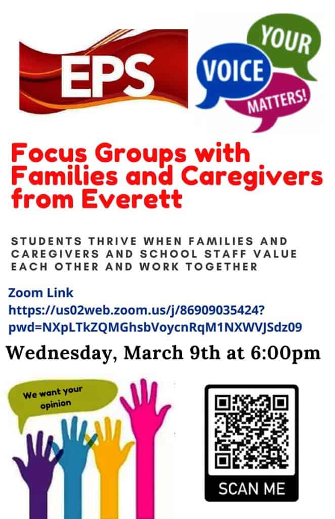 Grupo de enfoque de familias/cuidadores de Everett