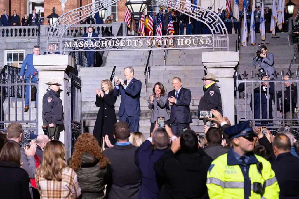 Governor Charlie Baker Exits Statehouse