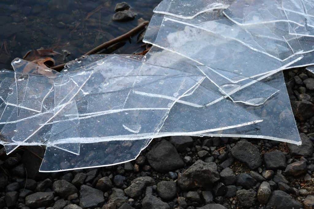 FAKE GLASS What looks like a pile of window panes on the shore of Birch Pond is made up of layers of thin ice, caused by waves and fluctuating temperatures-2