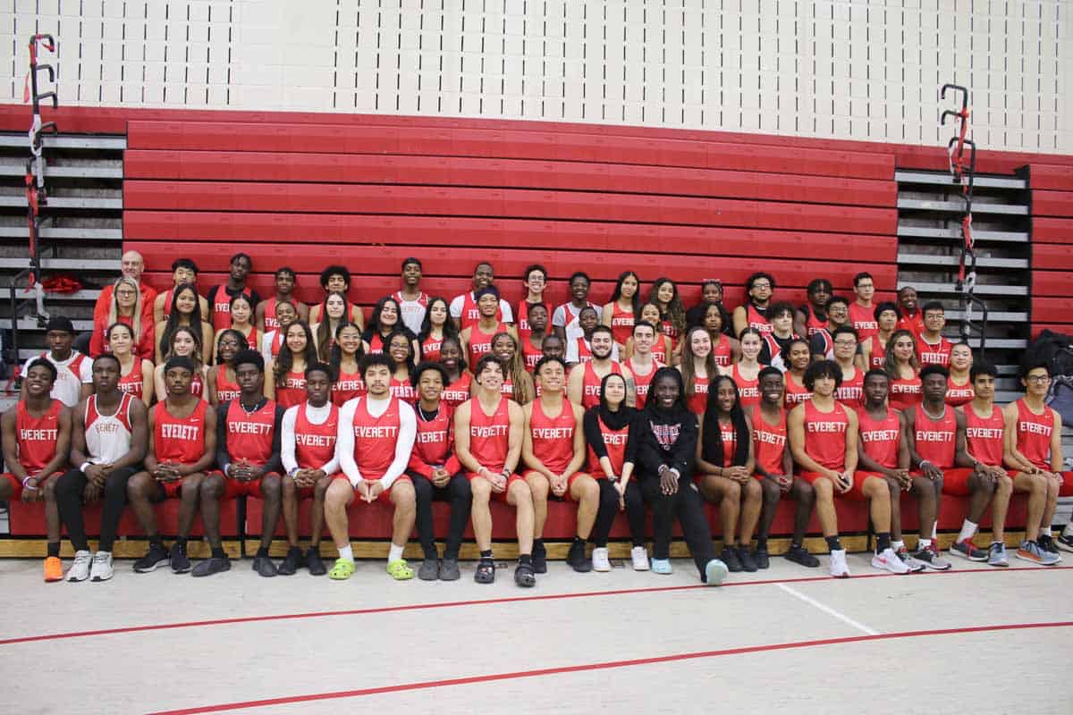 Everett High School Crimson Tide Indoor Track Team Celebrates Senior