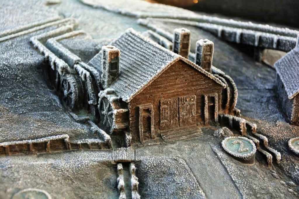 IT LOOKS EDIBLE Frost on the Saugus Ironworks outdoor bronze model quickly melts as the sun rises-2
