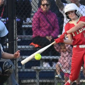 Gianna Masurri takes a nifty cut at bat for Everett.