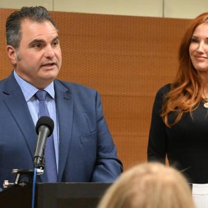 VINDICATION: During a press conference at the law offices of Saul Ewing LLP in Boston on Monday, Mayor Carlo DeMaria delivered a statement regarding the awarded settlement he will receive in the defamation case against the Everett Leader Herald. (Advocate photo by Emily Harney)