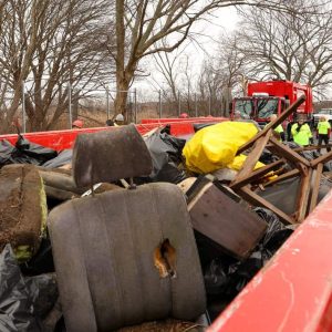 Volunteers removed more than 10,000 pounds of debris from the marsh area.