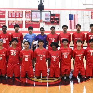 Everett Crimson Tide boys soccer team in no particular order; Anthony Sanchez, Benjamin Lopez-Palacios, Bryan Souza, Christopher Lopez-Rivera, Daniel Henriquez, Daniel Pinho, Diego Teixeira, Edwin Menjivar, Gabriel Garcia, Heitor Lima, Higor Lima, Isaque Miranda-Agostinho, Jason Santos, Kerim Memic, Jonathan Hernandez, Joseph De Andrade, Kevin Renderos, Lucas Hercules, Lucas Rabelo-Ataujo, Miguel Santos, Pedro Pascoal, Pedro Romero, Pedro Silva, Rene Lainez, Sam Silva, Saymon Coelho, Whitney Pereira and Head Coach Rodney Landaverde.  (Advocate photo)