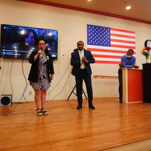 Councillor Colón Hayes, Carole Valdez, Interim Program Director, Anna Sandstrom The Immigrant Learning Center