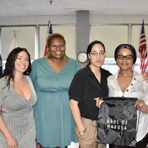 Left to right: Rita Romero, the City of Everett’s Diversity, Equity and Inclusion Director Cathy Draine, DJ Cilla BK and Simone Holyfield.