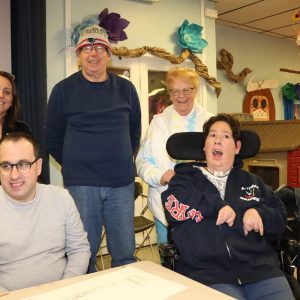 Shown from left to right: Revere Parks & Recreation Special Assistant Jennifer Duggan, Instructor Kevin Simpson, event organizer Margo Johnson and classmates Stephen Prizio and Brenda Carvalho during Tuesday night’s opening night art course at Parks & Recreation.