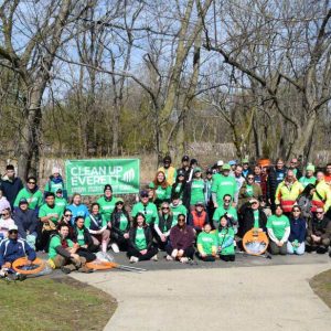 Volunteers gathered for a group photo at Gateway Park during the City of Everett’s 2026 Earth Day Community Clean-Up.