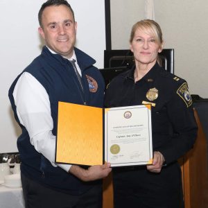 Mayor Patrick Keefe presents Captain Amy O’Hara a City of Revere Citation.