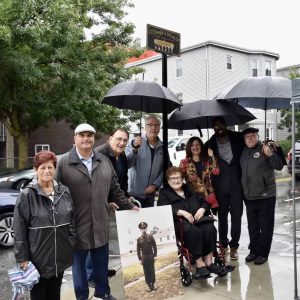 Mayor Carlo DeMaria joined the Dept. of Veterans Affairs officials Gerri Miranda and Director Antoine Coleman, Ward 1 Councillor Wayne Matewsky and family members of Joseph DiCato, Sr.