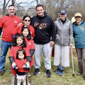 Mayor Carlo DeMaria alongside volunteers at the City of Everett’s annual Earth Day celebration.