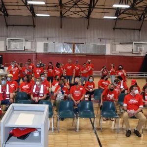 Volunteers gathered at the Everett Rec Center before dispersing to participating homes across Everett.