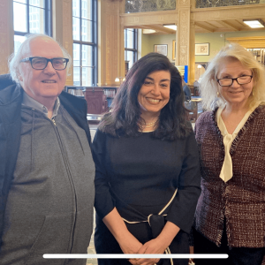 Pictured are former State Librarian Stephen A. Fulchino, State Library Trustee Attorney Michele Capone, who is also Ward 1 Councillor, and current State Librarian Stacy R. DeBole.