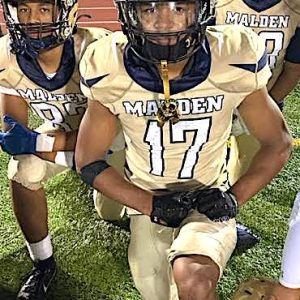 1,000 YARDS FOR #17: Malden High freshman Jayden McGuffie (17) has rushed for 1,170 yards this season on 145 carries. (Advocate Photos/Henry Huang)