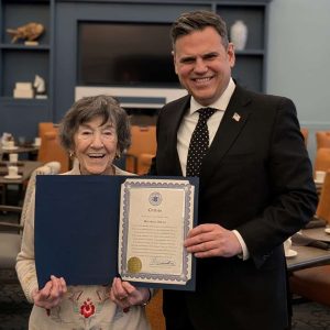 Beatrice DeLeo and Mayor Gary Christenson (Courtesy photo)