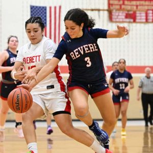 Sarah Lechheb battled Everett defenders for possession of the ball during recent action. (Advocate file photo)