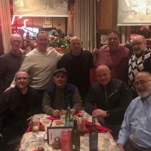MHS 1973 graduates at a gathering of the clan a couple years back at Polcari’s on Route 1: Left to right: Standing are Tommy Stein, Danny Boland, Joe Levine, Matt Chiccuarelli, Freddy Scibelli and Mike Clapp; sitting are the late Dommy DiSario, Steve Saraceni, Ronny Drinkwater and Emory Haskell.