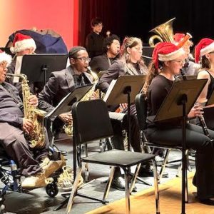 Malden High School Band’s Wind Ensemble decked out in their holiday finery. Courtesy/Malden Public Schools Photos)