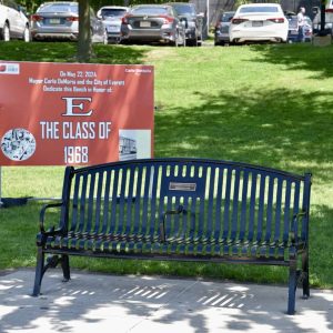 The bench dedicated to the EHS Class of 1968 located at Glendale Park.