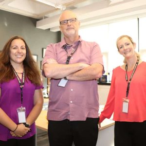Assistant Principals Heidi Jimenez and Elizabeth Wahlman with Christopher Blair. (Advocate photo by Tara Vocino)