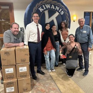 Pictured are Everett Kiwanis President Fred Capone, Secretary Matt Alphen and past Lt. Governor John Mattuchio along with Everett Key Club members; all helped prepare the meals. (Photos courtesy of Everett Kiwanis Club)