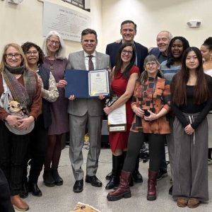 The 2025 Opening Celebration at Bread of Life with members of the Malden Reads steering committee, Mayor Gary Christenson, other elected officials, members of the Malden High School club MHS Love 4 Kids and others (Courtesy photo)