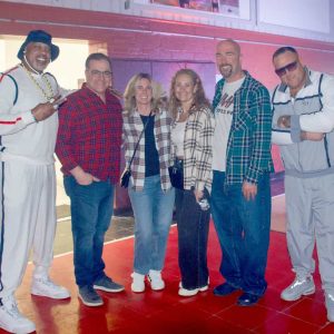 FUNKY FRESH: Mayor Robert J. Van Campen (second from left) and First Lady Lisa Van Campen are shown with attendees at the Rewind and Recover dance party on Saturday.