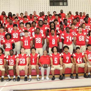 The EHS Crimson Tide Varsity Football Team, shown in no particular order: John Barreiros, Jamauri Dulin, Jonathan Goes, Gideon Legall, Jeremiah Joseph, Wael Fanidi, Sam Lacombe, Tyler Freni, Giovani DeBrosse, Armani Negron, Kervens Joseph, Bensen Charlmont, Jeremiah Clark, Davensky Dorafils, Roshon Belony, Hamza Dhaik, Phillip Pimenta, Valdemyr Fedna, Jakari Jules, Thomas Ramos, Dawins DeBebrosse, Alex Auguste, Ralph Dasne, Steven Thomas, Armstrong Delisme, Michael Walsh, Godson Delisme, Bradley Jacques, Christopher Moran, Jaden Cruz, Nehemiah Fields, Jeremiah Anderson, Jeffrey Saint Louis, Tristan Jackson, Matthew Murphy, Kayo Coelho, Keldrin Tate, Adriel Correia, Wolf Fils-Aime, Christopher Claude, Angel Ventura, Moises Interiano, Guerlins Christalin, Hector Gonzaga, Omarion Ayala, Miguel Lopez, Kellyson Linhares, Mikel August, Enno Neto, Daniel Hernandez, Nizayah Guzman, Sandler Malvoisin, Jefferson Ramirez, Josiah Harris, EJ Wright, Gaetano Foster, James Nguyen, Noah Dos Santos, Nathan Fortune, Damien Jean Louis, Kamari Washum, Rafael Maluf, Emerzon Garcia, Nam Le, Jafet Ramos, Daniel Lubrena, Luis Barreiros, Robert Williams, Pedro Lopez, Jerol Zamor, Terry Jean, Prince Gauchan, Abraham Pierre, Raul Pleitez, Jams Dos Santos, Bhavikpreet Singh and Davi Simoes. Also shown are Coaches Carol Manuel, Jason Portillo, Joseph LaMonica, Peter Forte, Dylan Cyphran, Sid Shrestha, Malik Love, Jay Biggi, Robert DiLoreto, Duane Sigsbury, Douglas Soule, Robert Riobe, Claudy St. Juste, Erick Brown and Gerrel Boyce.