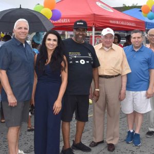 Mayor Carlo DeMaria is shown with former school board member Frank Parker, Councillor Stephanie Martins, Bishop Robert Brown, Councillor John Hanlon, State Sen. Sal DiDomenico, Councillor Al Lattanzi and candidate for Ward 3 Councillor Anthony DiPierro.