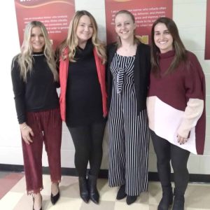 ELA teacher Kassidy Butt, ELL teacher Krista Davis, science teacher Rachel Hughes and SPED teacher Carmela Tiberi.