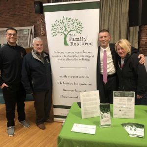 Shown from left to right are Ward 3 Councilor Anthony DiPierro, State Representative Paul Donato, Substance Abuse Services Coordinator Chris Simonelli and Patti Scalesse.