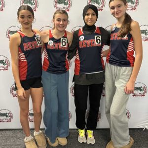 Distance Medley relay team, from left to right: Olivia Rupp, Gemma Stamatopoulos, Rania Hamdani and Gigi Zierten.