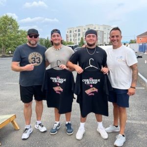 Winners Matt Lewis and Brandon Sack with runners-up Don Martelli and Mayor Patrick Keefe.