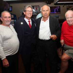 Stephen Ciarlone, Joe Faretra and John DeSimone at DeMaino’s Restaurant with Councillor-at-Large Anthony Zambuto