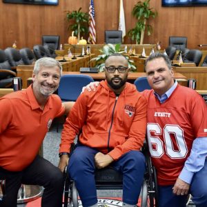 From left: DPW Director Jerry Navarra, Brandon Conde and Mayor Carlo DeMaria.