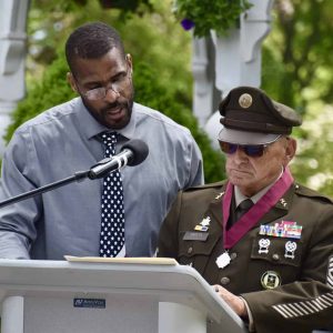 Sgt. Major (Ret.) Tom Ardita and Director of Veterans Affairs Antoine Coleman read the roll call of veterans who have passed away within the past year.  (Courtesy City of Everett)