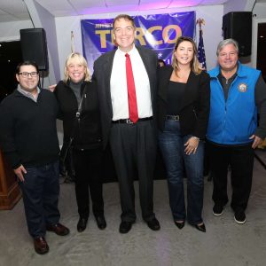 Candidate for Mayor/Councillor-at-Large Dan Rizzo (right) joined Representative Turco at the Beachmont VFW; they are shown with Ward 6 City Councillor Rick Serino, City Council President Pro Tempore/Ward 1 Councillor Joanne McKenna and State Representative Jessica Giannino.