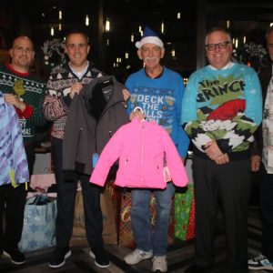 Shown from left to right: Councillor-at-Large Marc Silvestri, Mayor Patrick Keefe, Ward 1 City Councillor Ira Novoselsky, School Committee Secretary John Kingston and Ward 4 City Councillor Paul Argenzio.