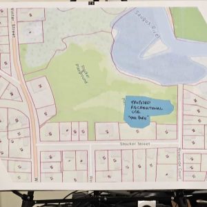 A CLOSE-UP LOOK: The proposed dog park would use .64 acres of the 6.35-acre Stocker Playground, about 10 percent of the property. (Saugus Advocate photo by Mark E. Vogler)