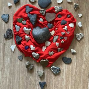 A COLLECTION OF HEART ROCKS: Joanie Allbee shows off all the heart-shaped rocks she has found in her travels. (Courtesy Photo by Joanie Allbee, the Valentine’s Day Birthday girl, as a gift of love to our readers)