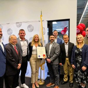 A LEGISLATIVE CITATION: Local and state officials gathered on Tuesday at the site of the future Big Y grocery store in the Saugus Plaza Shopping Center on Route 1. Big Y officials received a legislative citation, congratulating the company for its success. (Courtesy photo to The Saugus Advocate)