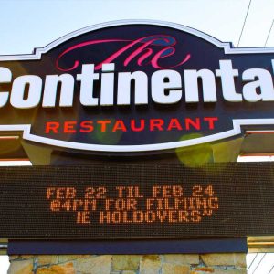 A SIGN OF HOLLYWOOD: The Continental advised customers that the Route 1 restaurant would be closed for a few days in February of 2022 so a movie filming crew and cast could use it for a scene in the movie “The Holdovers.” This week, the sign announced that the restaurant will be closing on Nov. 24. (Saugus Advocate file photo)