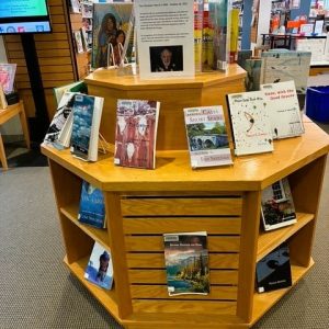 A TRIBUTE TO TOM SHEEHAN: A collection of books authored by the late Tom Sheehan will be on display in the main lobby of the Saugus Public Library through Dec. 5. (Courtesy photo to The Saugus Advocate)