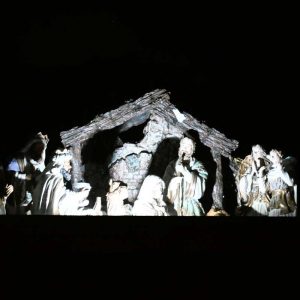 A glimpse through a second story window shows a nativity scene. (Photo courtesy of Laura Eisener)