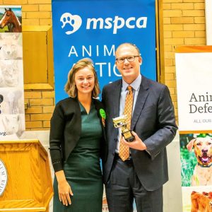 State Senator Jason Lewis and the Animal Legal Defense Fund’s Senior Legislative Affairs Manager, Stephanie Harris.