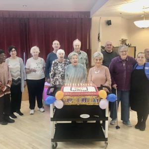 APRIL 2024 BIRTHDAYS: The Senior Center celebrated the collective birthdays of Saugonians for this month last Friday (April 19). The seniors, pictured from left to right: Front row: Shirley Bogdan, Margie Berkowitch, Lorraine Lewis, Doris Napier and Michele Kelley; back row: Jeanette Gaynor, Maryann Picardi, Arlene Decareau, William Rice, Ron Tamoulonis, John Baginsky and Tony Sarno. (Courtesy photo to The Saugus Advocate)